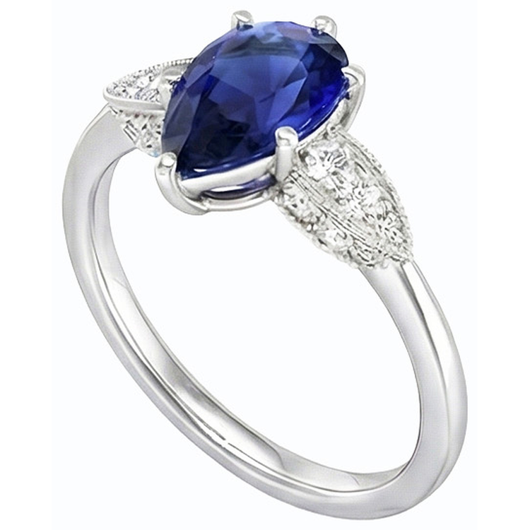naturel baguette diamant 3.50carats bague angle de côté