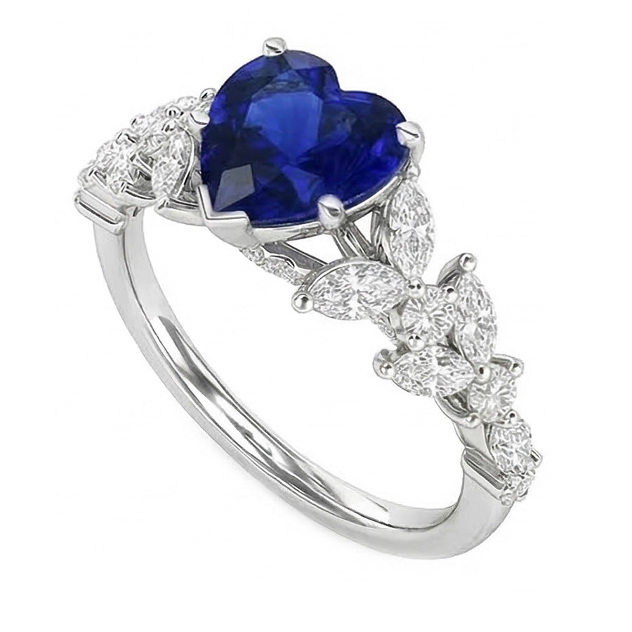 naturel marquise saphir 3.50carats bague vue de face