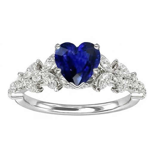naturel marquise saphir 3.50carats bague angle de côté