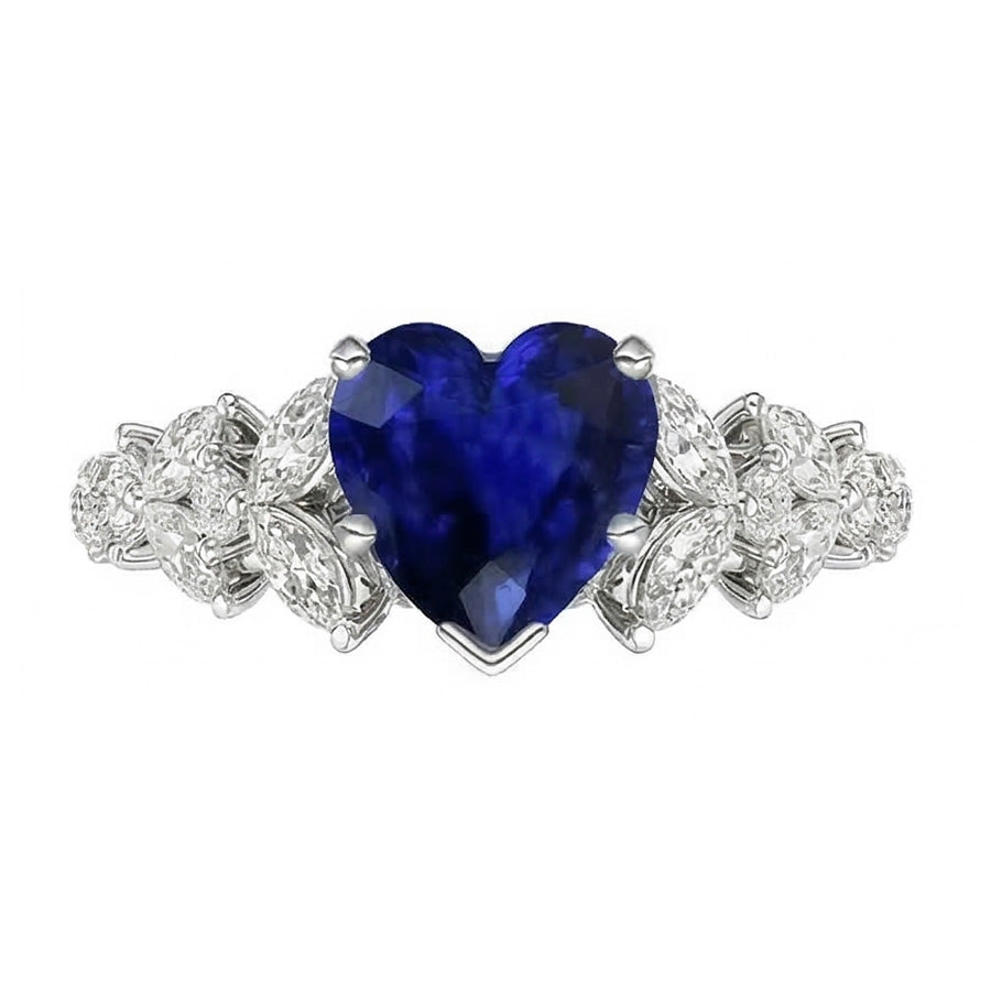 naturel marquise saphir 3.50carats bague vue de dessus