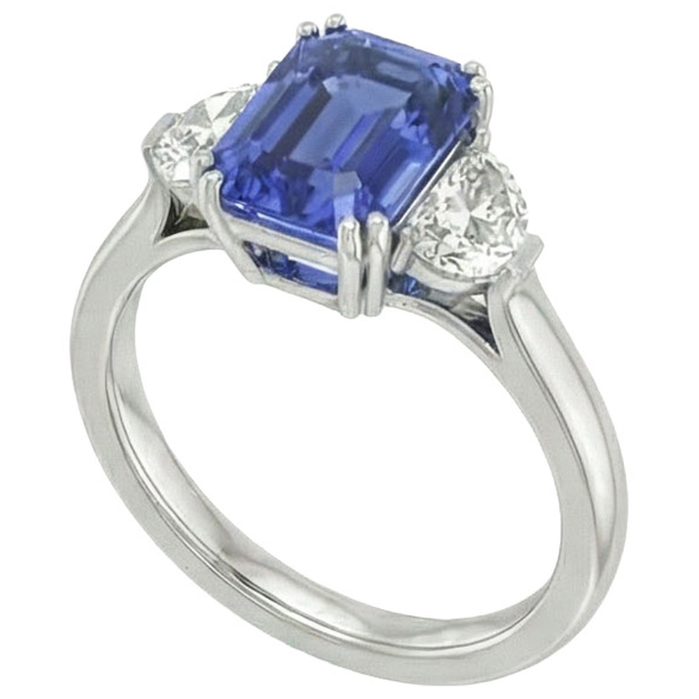 Bague Saphir Taille Émeraude 11 Carats
