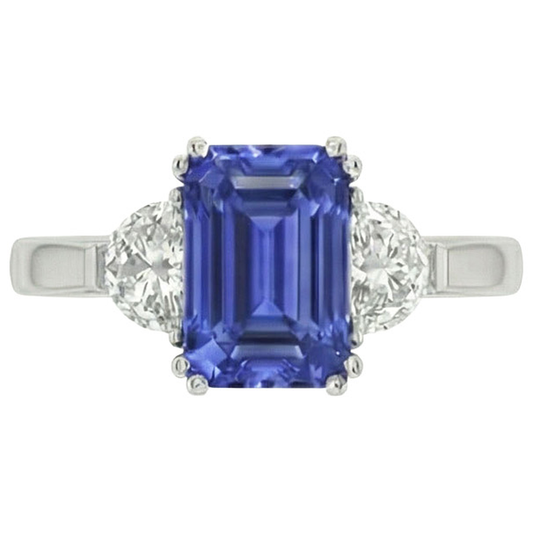 Bague Saphir Taille Émeraude 11 Carats