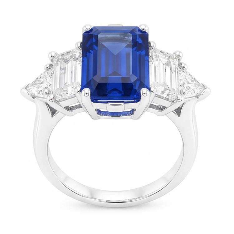 Bague Saphir Taille Émeraude Bleu Paon