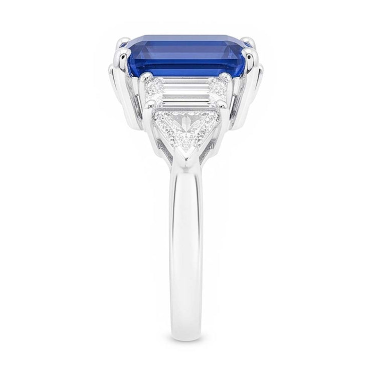 Bague Saphir Taille Émeraude Bleu Paon
