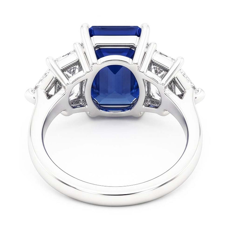 Bague Saphir Taille Émeraude Bleu Paon
