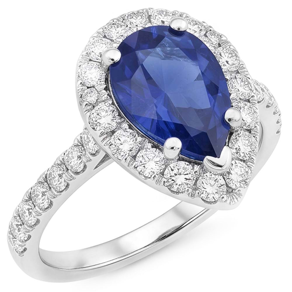 Bague Saphir Taille Poire Et Diamant