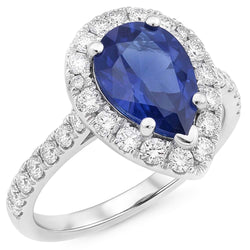 Bague Saphir Taille Poire Et Diamant