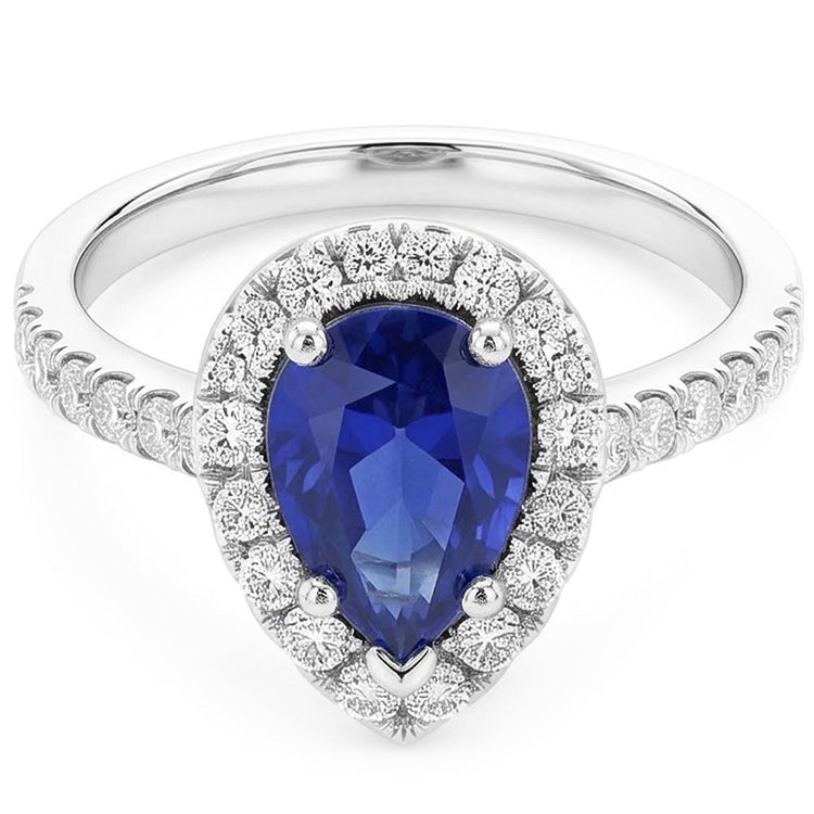 Bague Saphir Taille Poire Et Diamant