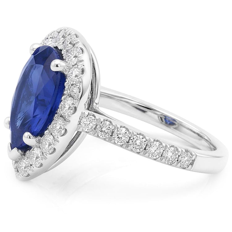 Bague Saphir Taille Poire Et Diamant