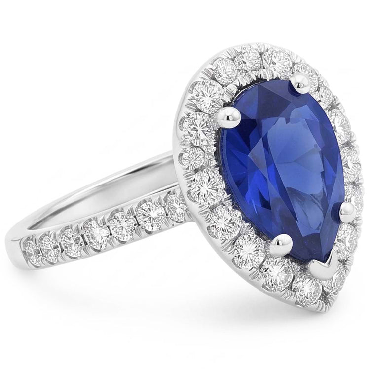 Bague Saphir Taille Poire Et Diamant