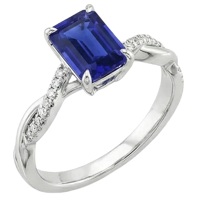 Bague Saphir Taille émeraude Torsadée