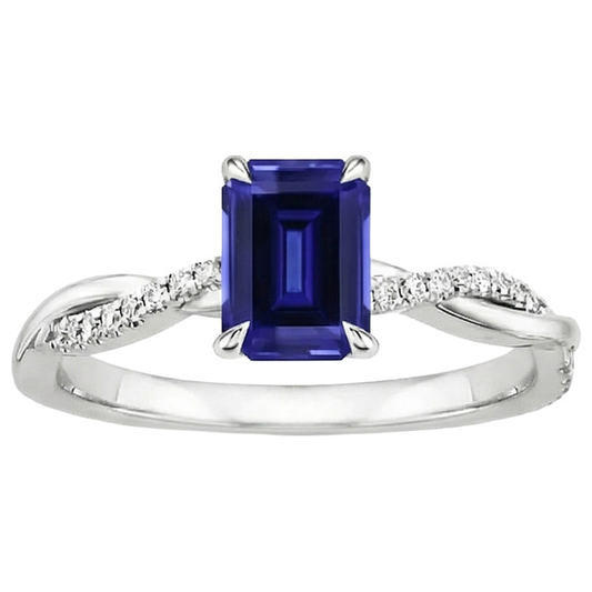 Bague Saphir Taille émeraude Torsadée