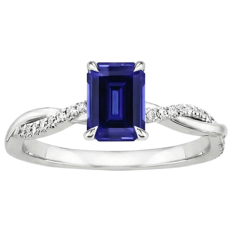 Bague Saphir Taille émeraude Torsadée