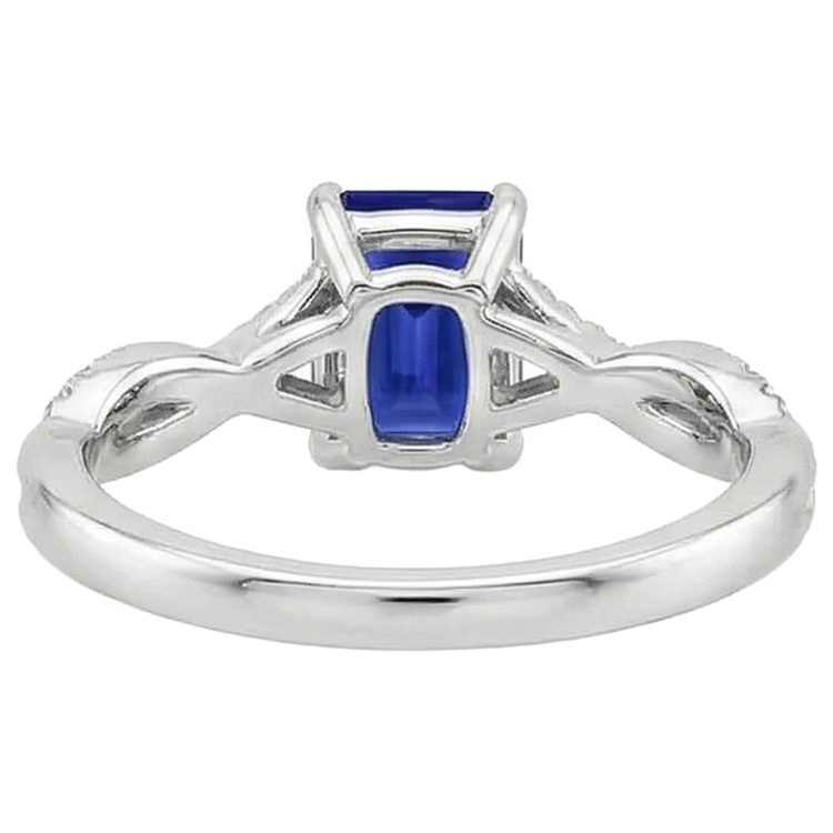 Bague Saphir Taille émeraude Torsadée