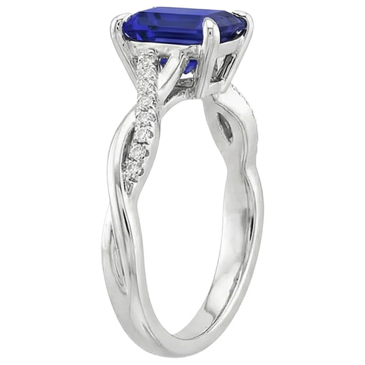 Bague Saphir Taille émeraude Torsadée