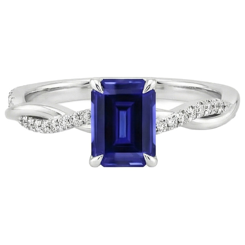 Bague Saphir Taille émeraude Torsadée