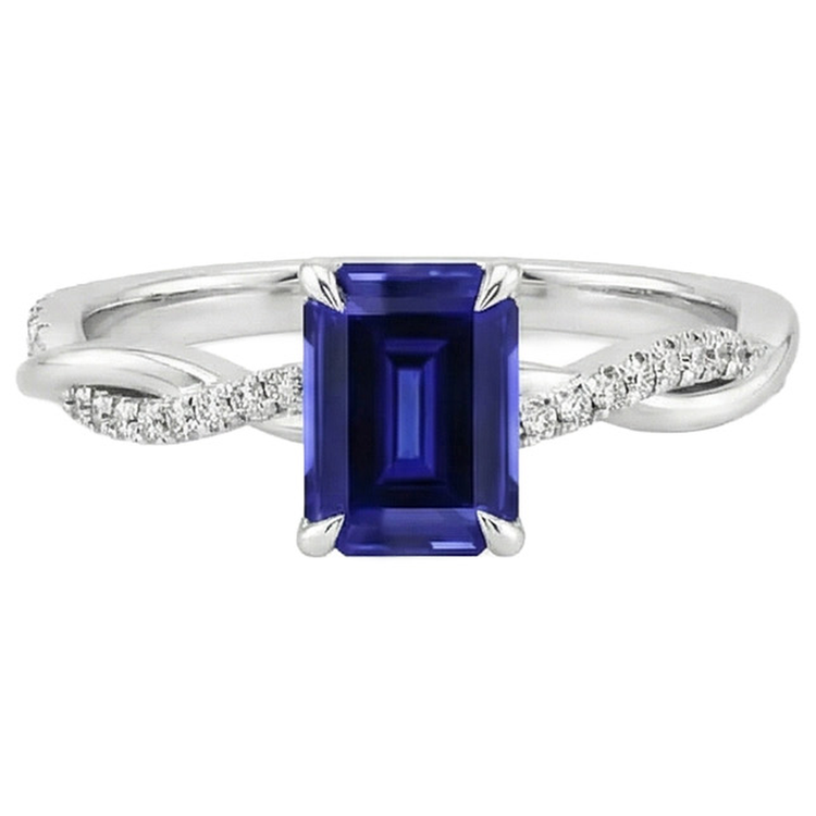 Bague Saphir Taille émeraude Torsadée