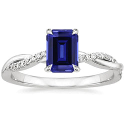 Bague Saphir Taille émeraude Torsadée