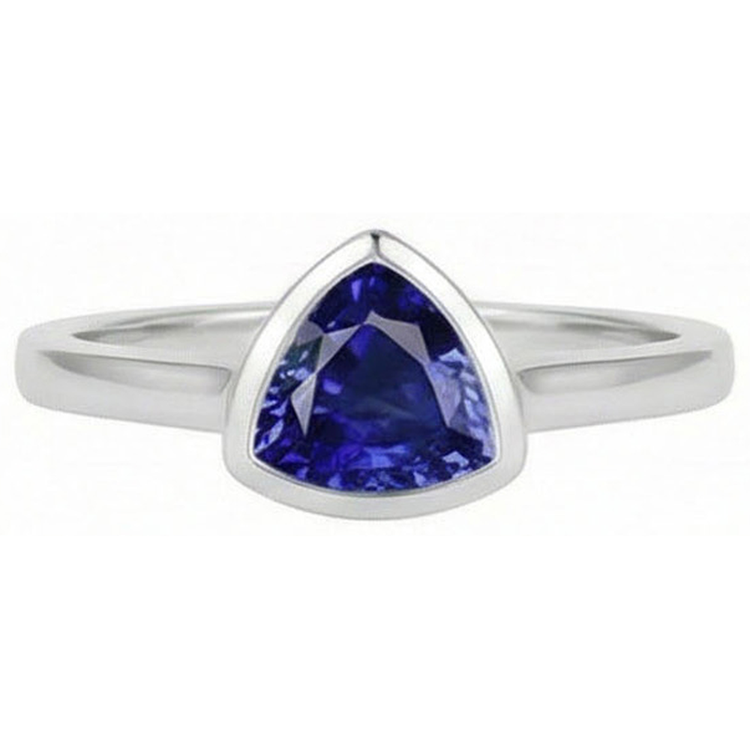Bague Saphir Trillion Cut En Serti Lunette