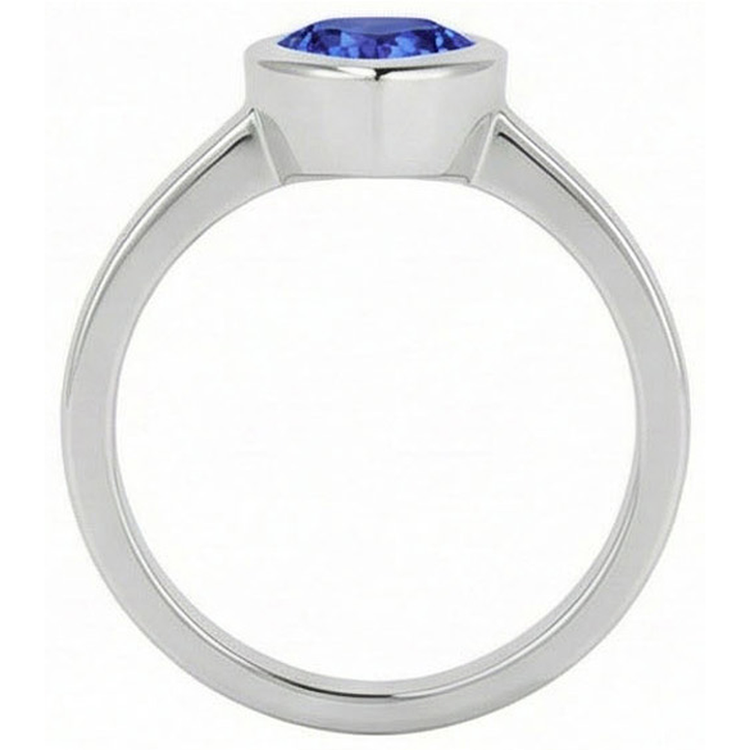 Bague Saphir Trillion Cut En Serti Lunette
