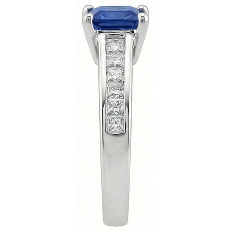Bague Saphir Véritable Diamant Naturels Extraits des Mines ( et non cultivés en laboratoire ) Taille Princesse