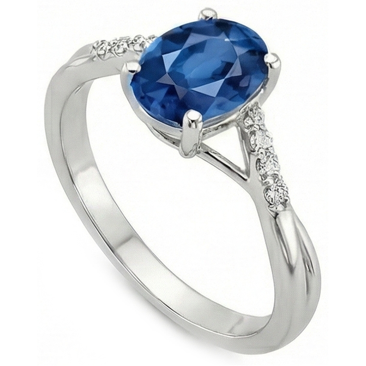 naturel oval diamant 2.00carats bague vue de dessus