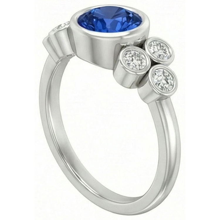 naturel round diamant 2.70carats bague vue de profil