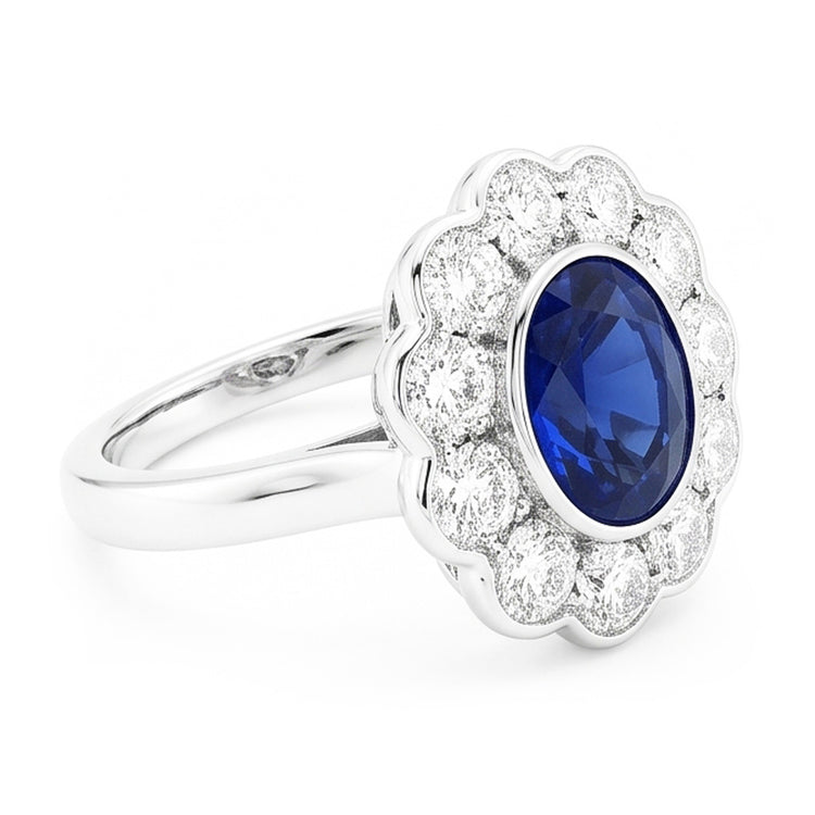 Bague Saphir de Type Antique Victorienne Halo