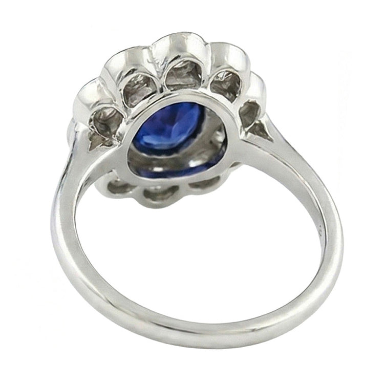 Bague Saphir de Type Antique Victorienne Halo