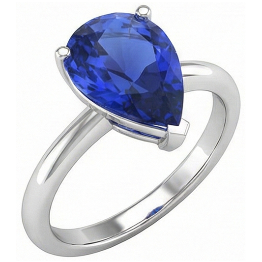 naturel pear saphir 3carats bague angle de côté