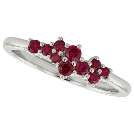 Bague Serti Griffe Pierres Rubis Or Blanc 14K 1 Carat
