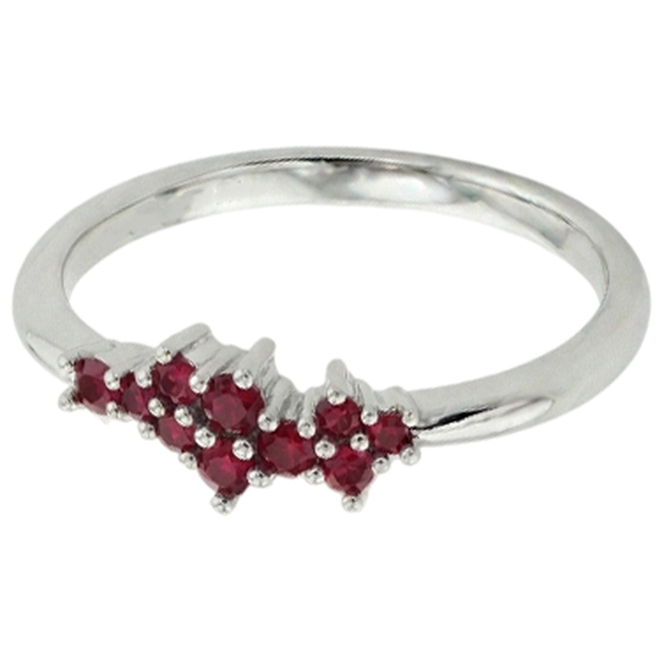 Bague Serti Griffe Pierres Rubis Or Blanc 14K 1 Carat