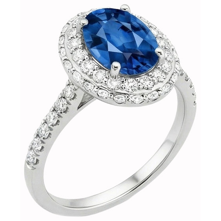 naturel oval diamant 3.70carats bague vue de face