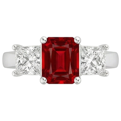Bague Sertie De Griffes Rubis Rouge Et Diamants Naturels Extraits des Mines ( et non cultivés en laboratoire ) 4.00 Carats Or 14K