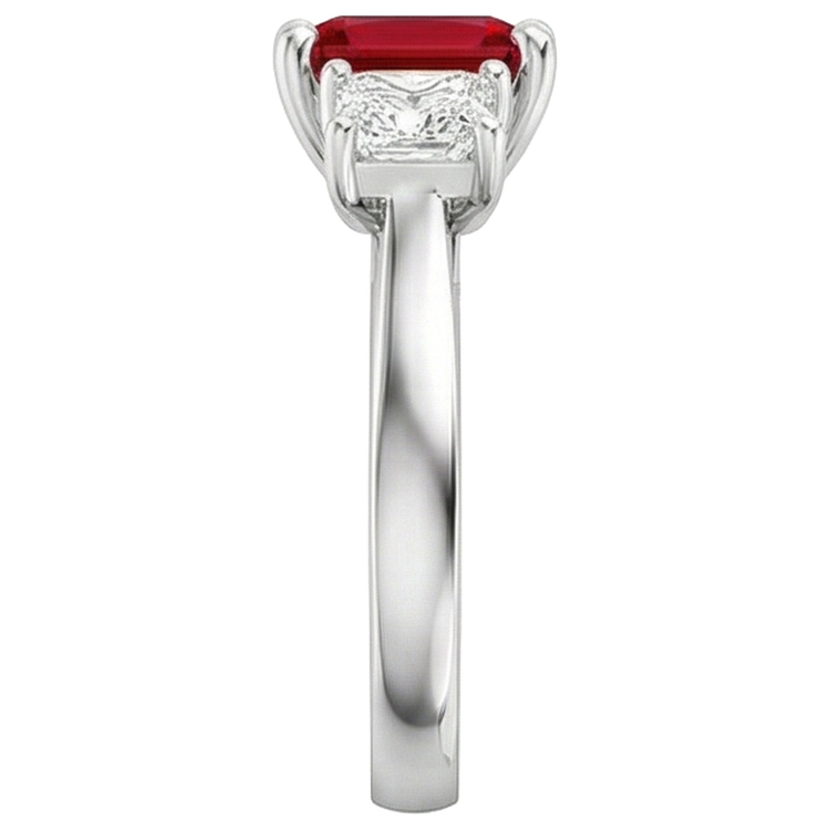 Bague Sertie De Griffes Rubis Rouge Et Diamants Naturels Extraits des Mines ( et non cultivés en laboratoire ) 4.00 Carats Or 14K
