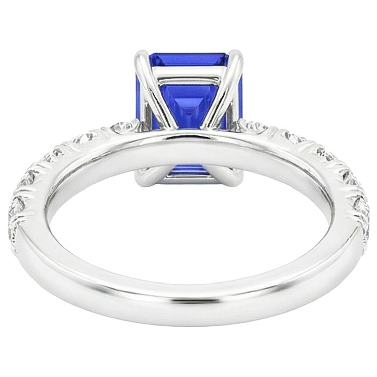 Bague Sertissage Pavé de Diamants Naturels Extraits des Mines ( et non cultivés en laboratoire ) Emeraude Saphir de Ceylan 5 Carats