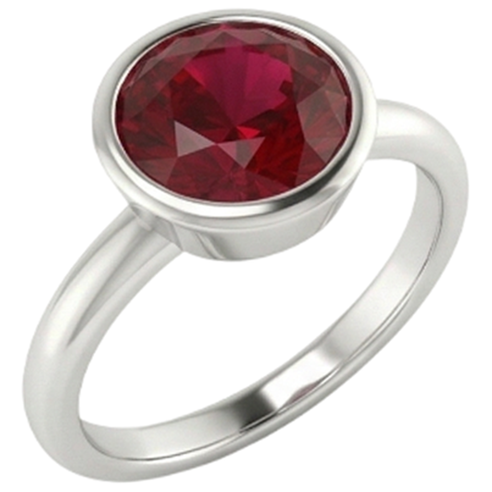 naturel round rubis 0.75carats bague vue de face