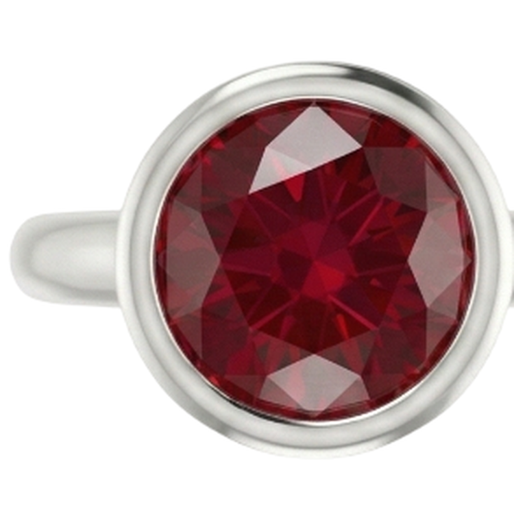 naturel round rubis 0.75carats bague angle de côté