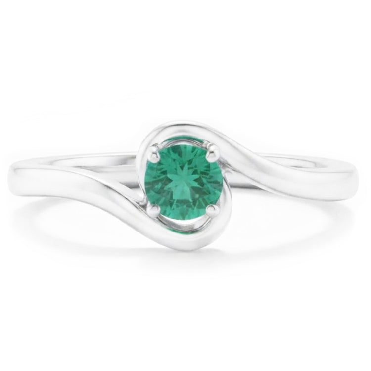 Bague Solitaire 1.50 Carats Columbian Vert Emeraude Style Torsadé