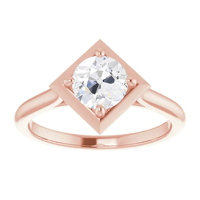 Bague Solitaire 2 Carats Ancienne Mine Cut Réel Diamant Style Cerf-Volant Bijoux