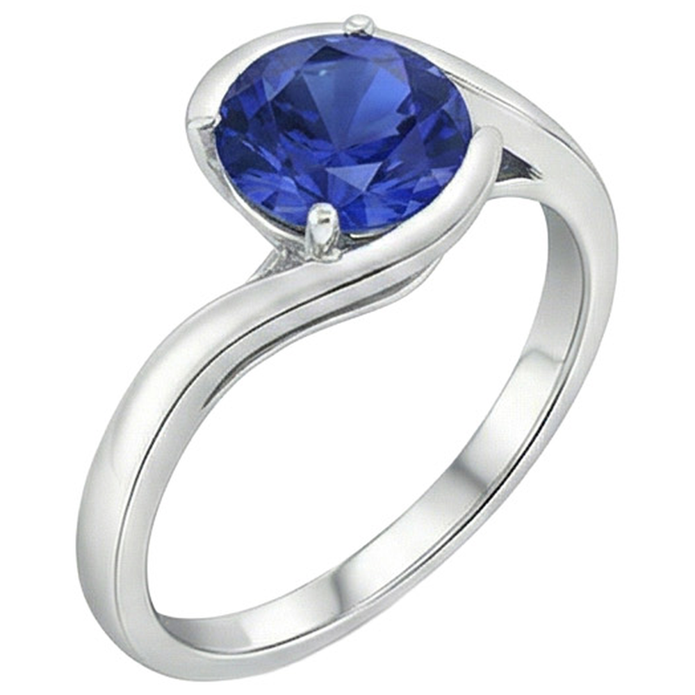Bague Solitaire 2 Carats Ceylan Saphir Tension Style Bijoux Or