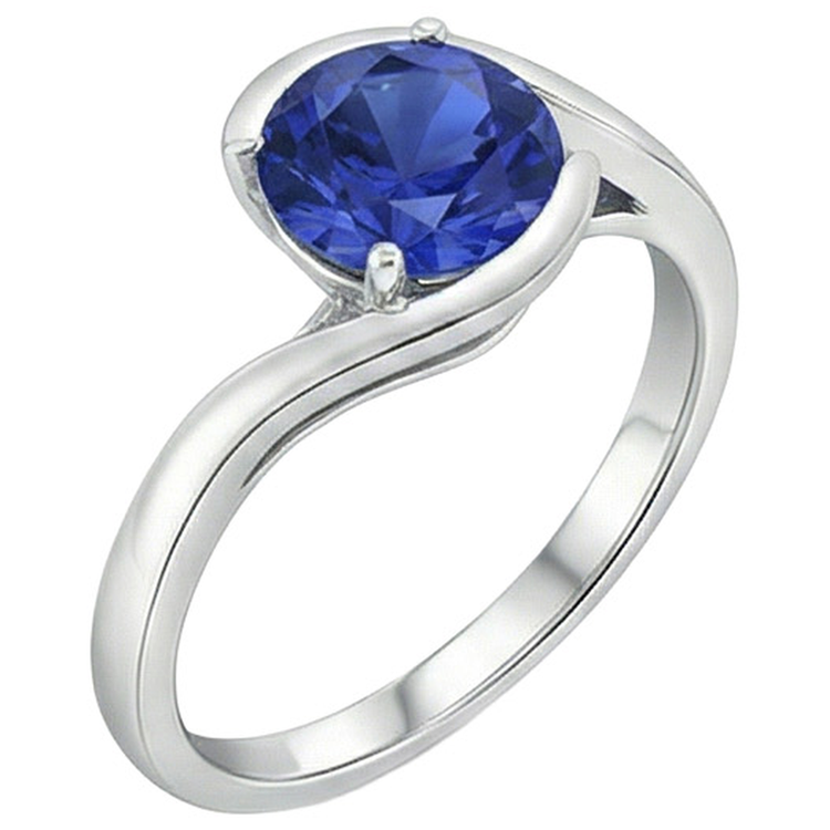 Bague Solitaire 2 Carats Ceylan Saphir Tension Style Bijoux Or