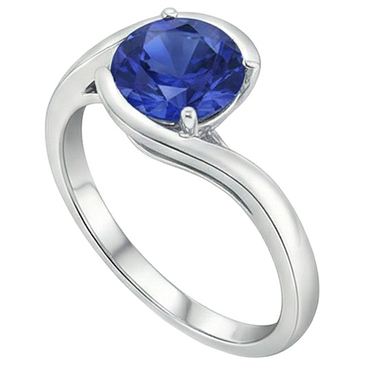 Bague Solitaire 2 Carats Ceylan Saphir Tension Style Bijoux Or