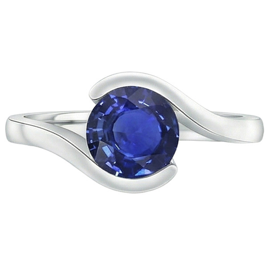 Bague Solitaire 2 Carats Ceylan Saphir Tension Style Bijoux Or