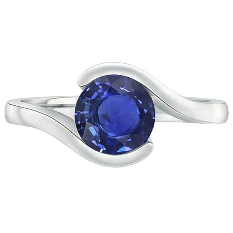 Bague Solitaire 2 Carats Ceylan Saphir Tension Style Bijoux Or
