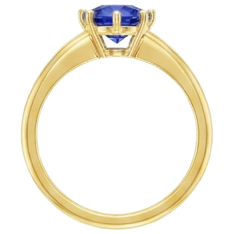 Bague Solitaire 2 Carats Or Jaune Véritable Saphir Sri Lankais