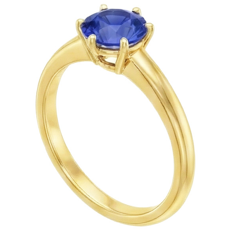 Bague Solitaire 2 Carats Or Jaune Véritable Saphir Sri Lankais