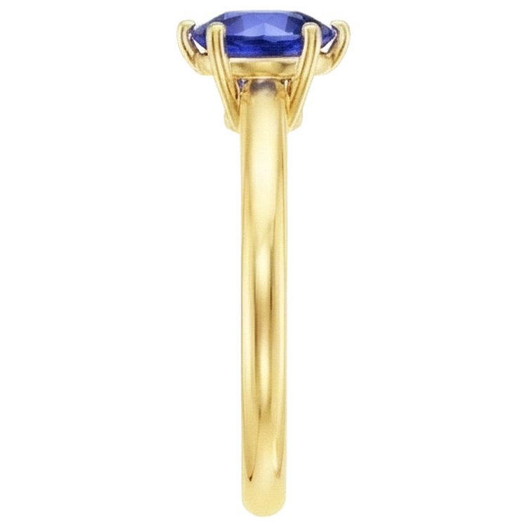 Bague Solitaire 2 Carats Or Jaune Véritable Saphir Sri Lankais