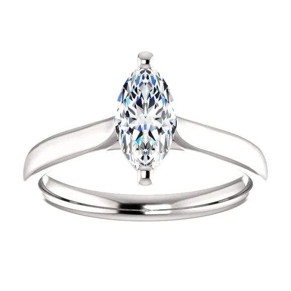 Bague Solitaire 2 Carats Réel Diamant Marquise Bague Fendue Bijou Neuf