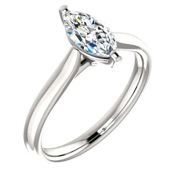 Bague Solitaire 2 Carats Réel Diamant Marquise Bague Fendue Bijou Neuf